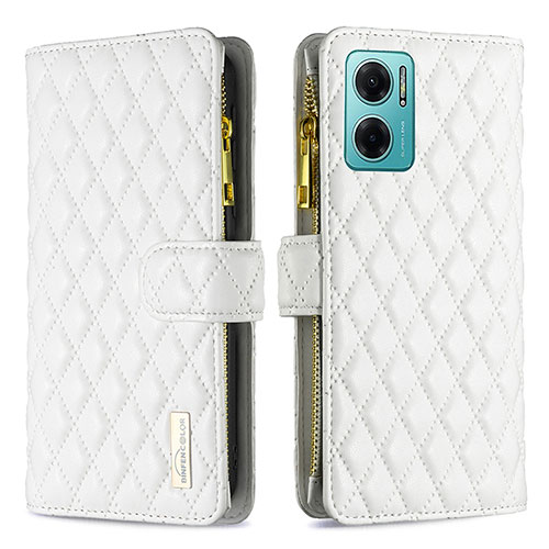 Leather Case Stands Flip Cover Holder B12F for Xiaomi Redmi 10 5G White