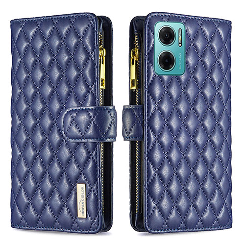 Leather Case Stands Flip Cover Holder B12F for Xiaomi Redmi 11 Prime 5G Blue