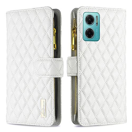 Leather Case Stands Flip Cover Holder B12F for Xiaomi Redmi 11 Prime 5G White
