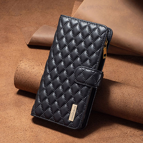 Leather Case Stands Flip Cover Holder B12F for Xiaomi Redmi 13C Black