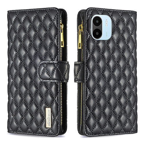 Leather Case Stands Flip Cover Holder B12F for Xiaomi Redmi A2 Black