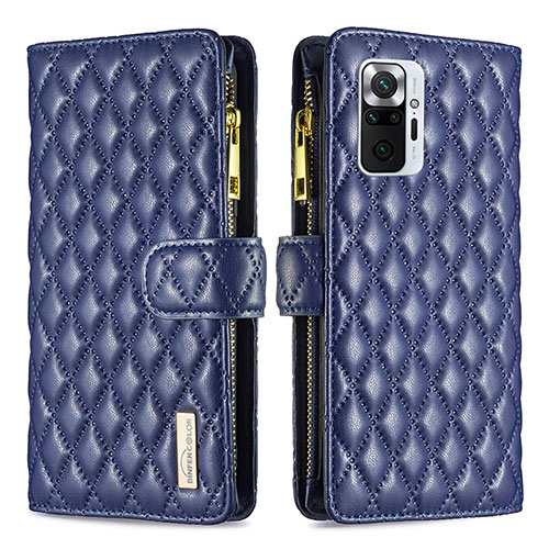 Leather Case Stands Flip Cover Holder B12F for Xiaomi Redmi Note 10 Pro 4G Blue