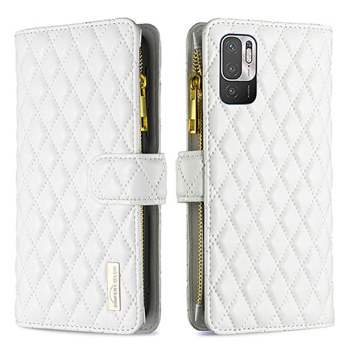 Leather Case Stands Flip Cover Holder B12F for Xiaomi Redmi Note 10T 5G White