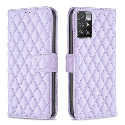 Leather Case Stands Flip Cover Holder B12F for Xiaomi Redmi Note 11 4G (2021) Purple