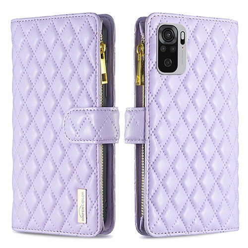 Leather Case Stands Flip Cover Holder B12F for Xiaomi Redmi Note 11 SE India 4G Purple