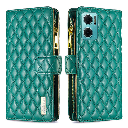 Leather Case Stands Flip Cover Holder B12F for Xiaomi Redmi Note 11E 5G Green