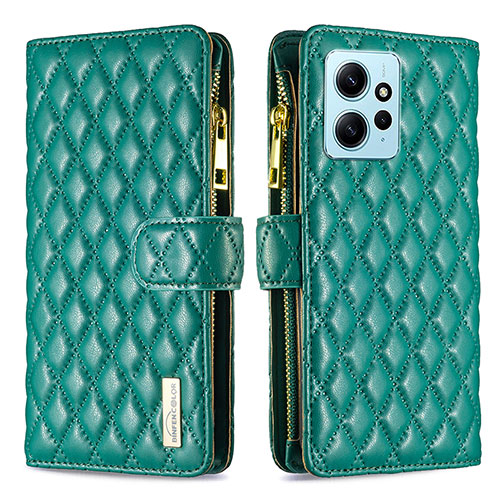 Leather Case Stands Flip Cover Holder B12F for Xiaomi Redmi Note 12 4G Green