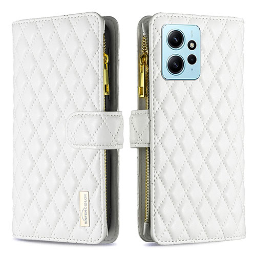 Leather Case Stands Flip Cover Holder B12F for Xiaomi Redmi Note 12 4G White