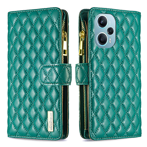 Leather Case Stands Flip Cover Holder B12F for Xiaomi Redmi Note 12 Turbo 5G Green