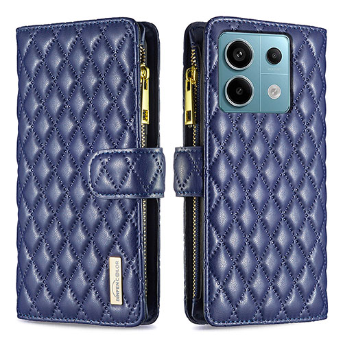 Leather Case Stands Flip Cover Holder B12F for Xiaomi Redmi Note 13 Pro 5G Blue