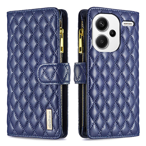 Leather Case Stands Flip Cover Holder B12F for Xiaomi Redmi Note 13 Pro+ Plus 5G Blue