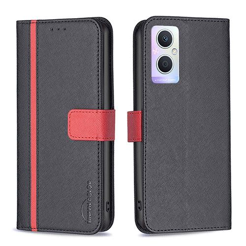 Leather Case Stands Flip Cover Holder B13F for Oppo F21s Pro 5G Black