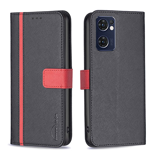 Leather Case Stands Flip Cover Holder B13F for Oppo Find X5 Lite 5G Black