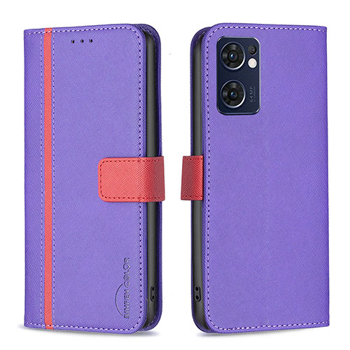 Leather Case Stands Flip Cover Holder B13F for Oppo Find X5 Lite 5G Purple