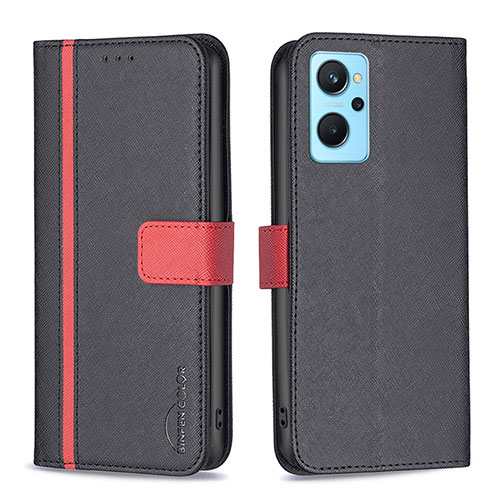 Leather Case Stands Flip Cover Holder B13F for Oppo K10 4G Black