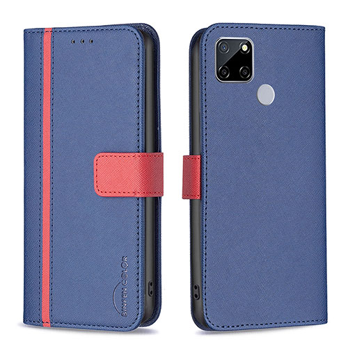 Leather Case Stands Flip Cover Holder B13F for Realme 7i RMX2193 Blue