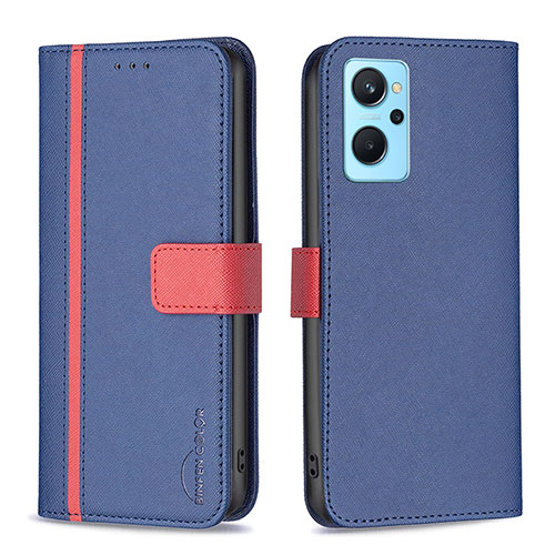 Leather Case Stands Flip Cover Holder B13F for Realme 9i 4G Blue