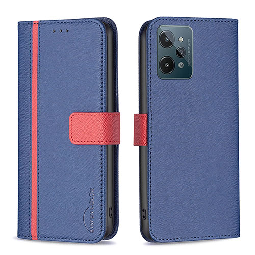 Leather Case Stands Flip Cover Holder B13F for Realme C31 Blue