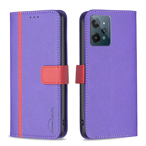 Leather Case Stands Flip Cover Holder B13F for Realme C31 Purple