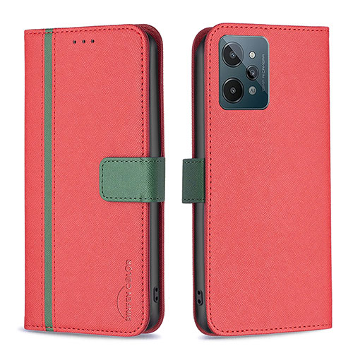 Leather Case Stands Flip Cover Holder B13F for Realme C31 Red