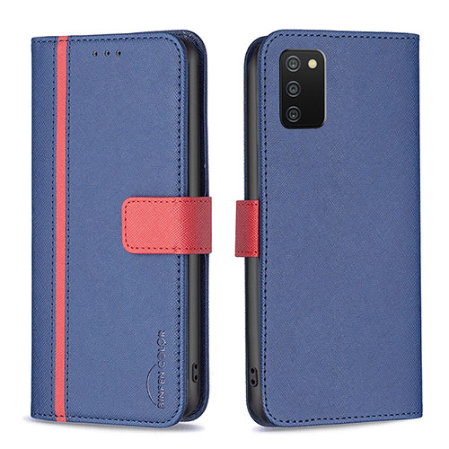 Leather Case Stands Flip Cover Holder B13F for Samsung Galaxy A02s Blue