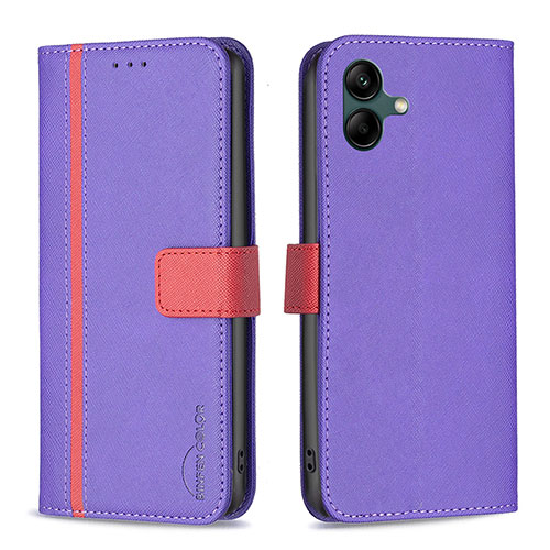 Leather Case Stands Flip Cover Holder B13F for Samsung Galaxy A04E Purple
