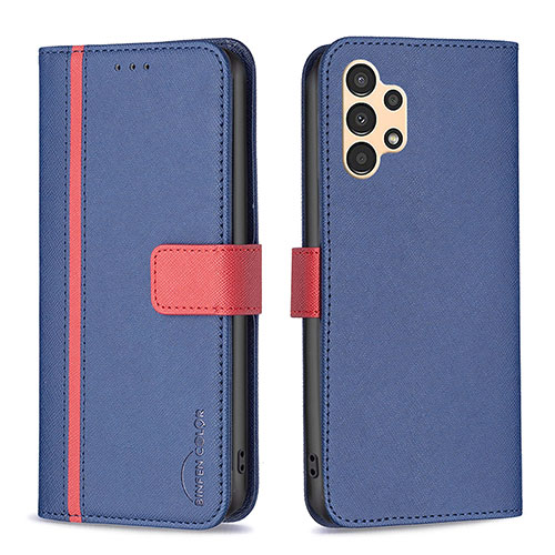 Leather Case Stands Flip Cover Holder B13F for Samsung Galaxy A13 4G Blue