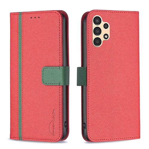 Leather Case Stands Flip Cover Holder B13F for Samsung Galaxy A13 4G Red