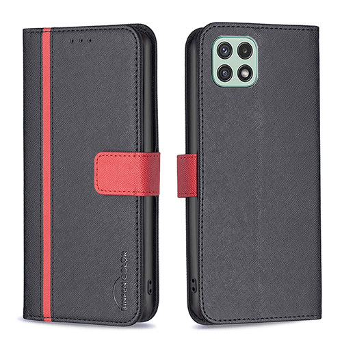 Leather Case Stands Flip Cover Holder B13F for Samsung Galaxy A22 5G Black