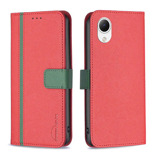 Leather Case Stands Flip Cover Holder B13F for Samsung Galaxy A23 5G SC-56C Red