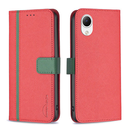 Leather Case Stands Flip Cover Holder B13F for Samsung Galaxy A23e 5G Red