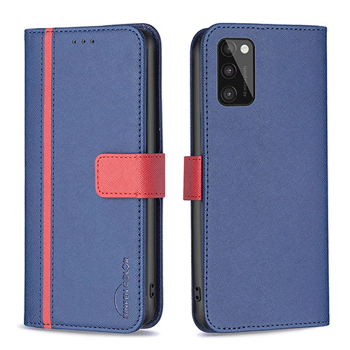 Leather Case Stands Flip Cover Holder B13F for Samsung Galaxy A41 Blue