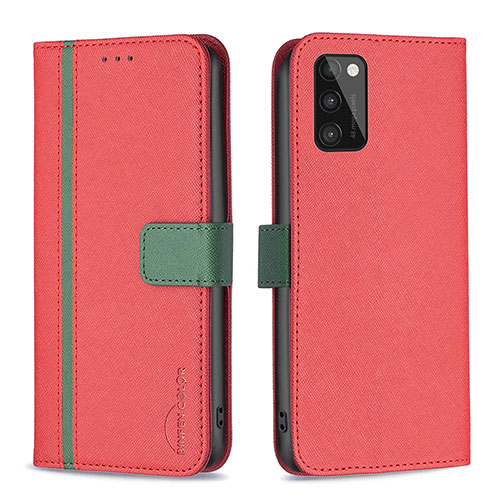 Leather Case Stands Flip Cover Holder B13F for Samsung Galaxy A41 Red