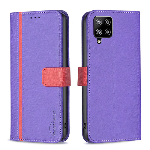 Leather Case Stands Flip Cover Holder B13F for Samsung Galaxy A42 5G Purple