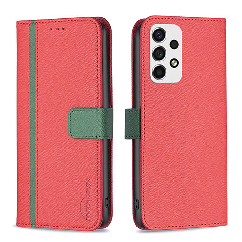 Leather Case Stands Flip Cover Holder B13F for Samsung Galaxy A53 5G Red