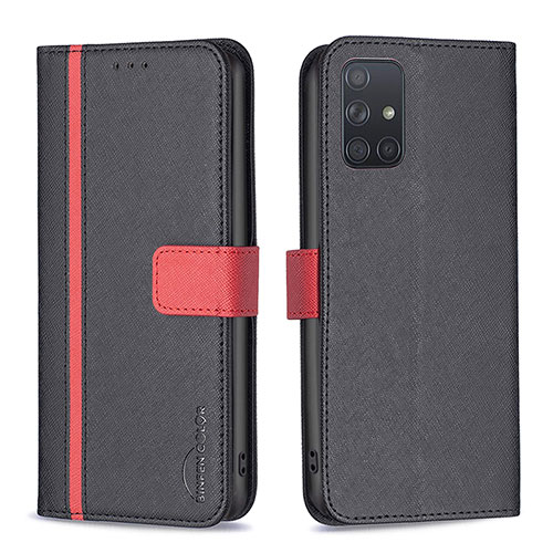 Leather Case Stands Flip Cover Holder B13F for Samsung Galaxy A71 5G Black