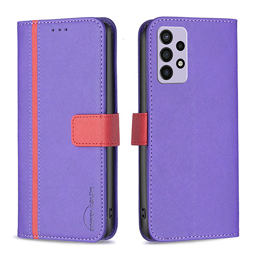 Leather Case Stands Flip Cover Holder B13F for Samsung Galaxy A72 4G Purple