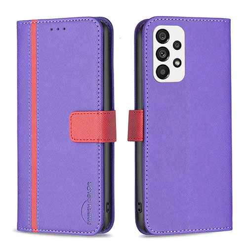 Leather Case Stands Flip Cover Holder B13F for Samsung Galaxy A73 5G Purple