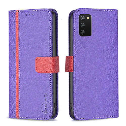 Leather Case Stands Flip Cover Holder B13F for Samsung Galaxy M02s Purple