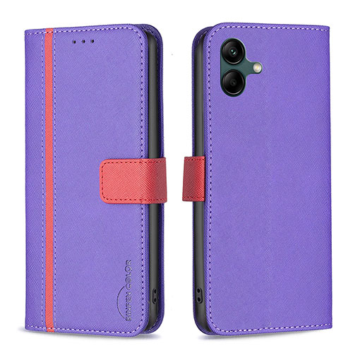 Leather Case Stands Flip Cover Holder B13F for Samsung Galaxy M04 Purple