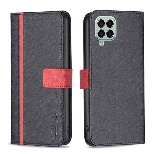 Leather Case Stands Flip Cover Holder B13F for Samsung Galaxy M33 5G Black