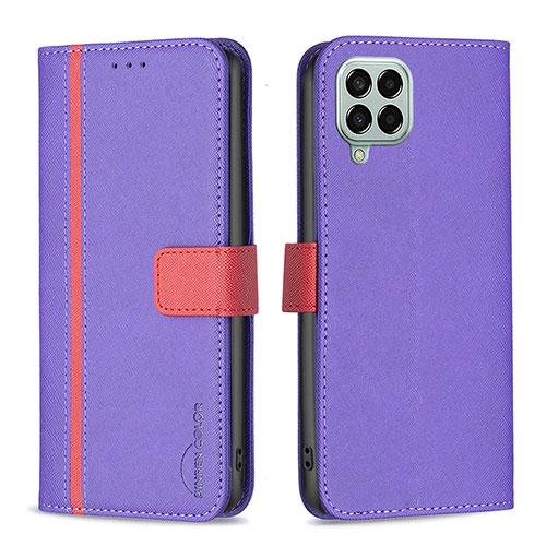 Leather Case Stands Flip Cover Holder B13F for Samsung Galaxy M33 5G Purple