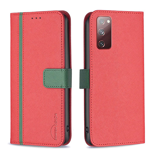 Leather Case Stands Flip Cover Holder B13F for Samsung Galaxy S20 Lite 5G Red