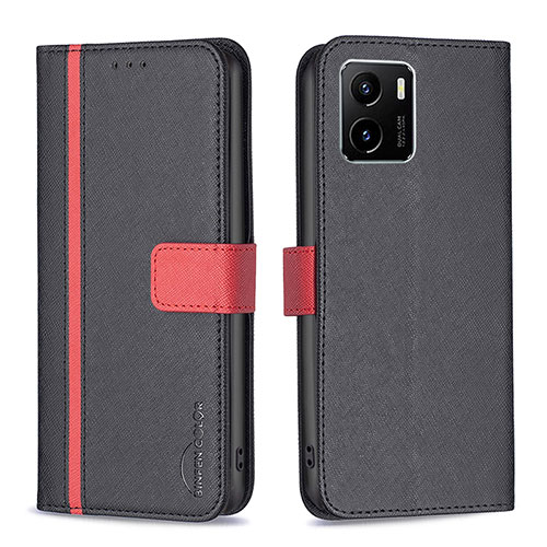 Leather Case Stands Flip Cover Holder B13F for Vivo Y15A Black