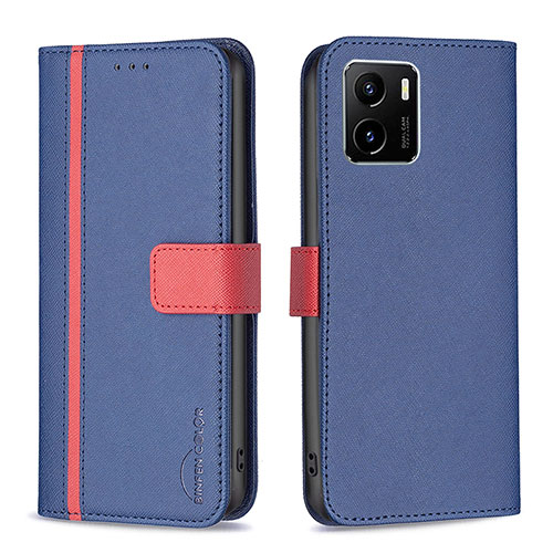 Leather Case Stands Flip Cover Holder B13F for Vivo Y32t Blue