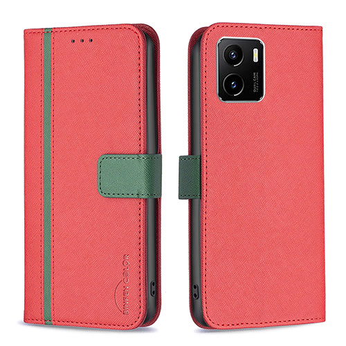 Leather Case Stands Flip Cover Holder B13F for Vivo Y32t Red