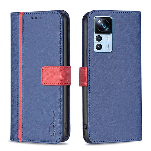 Leather Case Stands Flip Cover Holder B13F for Xiaomi Mi 12T 5G Blue