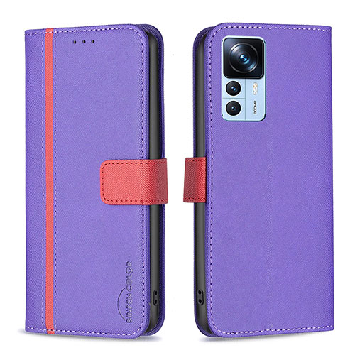 Leather Case Stands Flip Cover Holder B13F for Xiaomi Redmi K50 Ultra 5G Purple