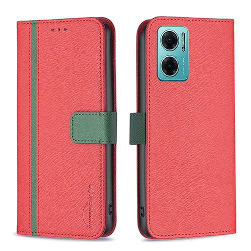 Leather Case Stands Flip Cover Holder B13F for Xiaomi Redmi Note 11E 5G Red