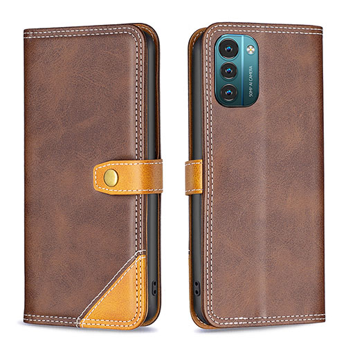 Leather Case Stands Flip Cover Holder B14F for Nokia G11 Brown